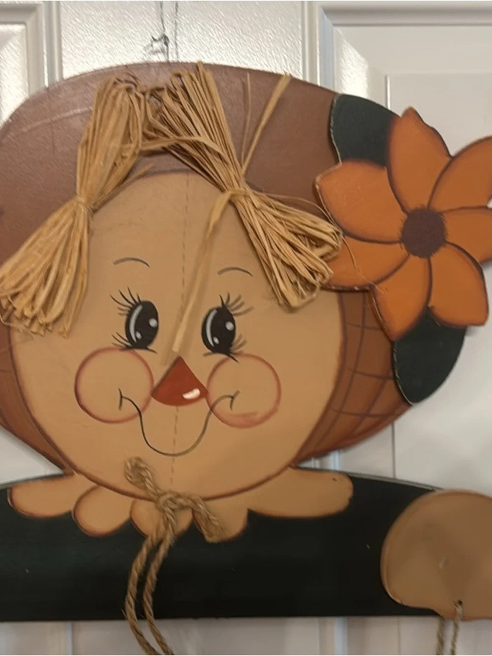 Welcome Pumpkin Scarecrow Wall Hanging - Orange & Green Home Decor
